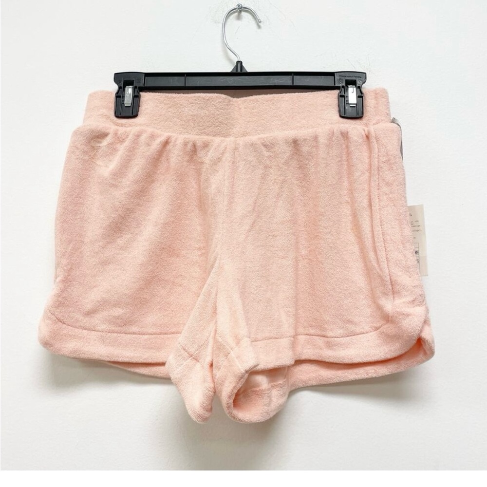 A New Day NWT Women's M Peach Mid Rise Soft Terry Cloth Pull On Shorts